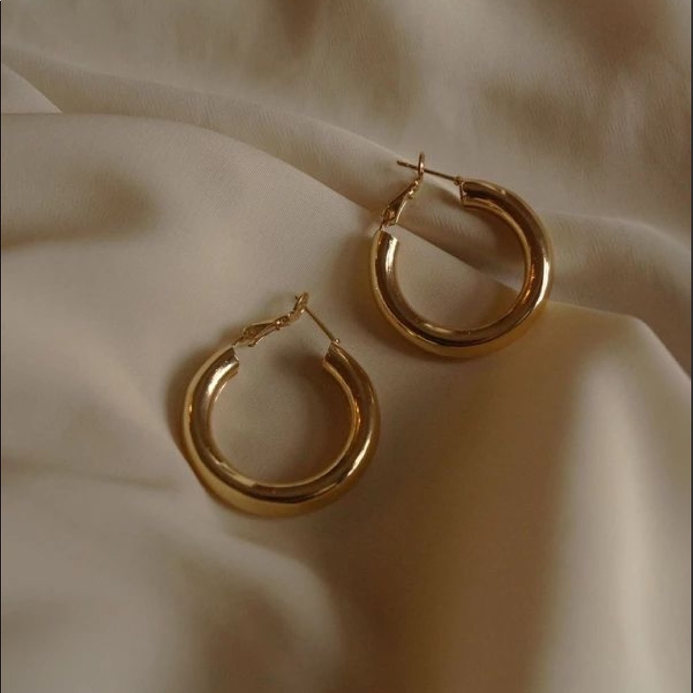 Small Trendy Chunky Gold Hoops
